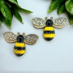 Ciondolo Ape smaltata in Ottone Oro con Strass 16.5x24mm 1pz - Gioie d'Oriente 2