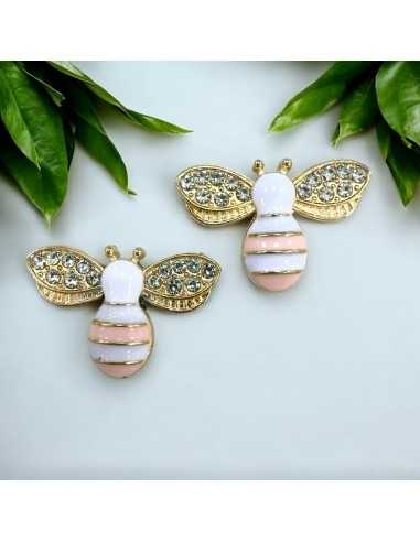 Ciondolo Ape smaltata in Ottone Oro con Strass 16.5x24mm 1pz - Gioie d'Oriente