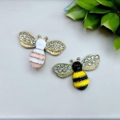 Ciondolo Ape smaltata in Ottone Oro con Strass 16.5x24mm 1pz - Gioie d'Oriente