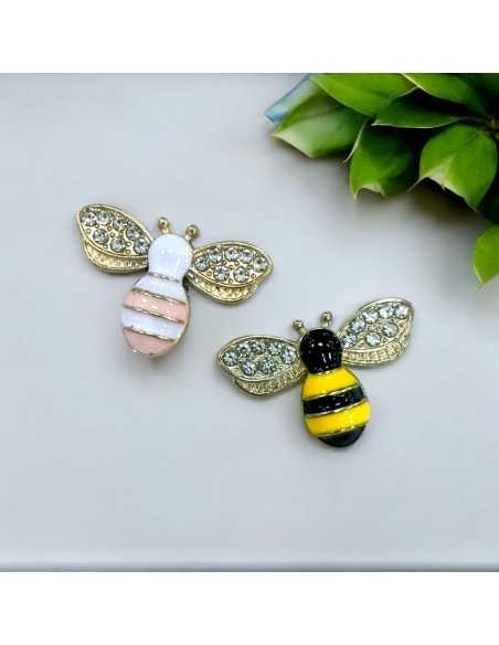 Ciondolo Ape smaltata in Ottone Oro con Strass 16.5x24mm 1pz - Gioie d'Oriente