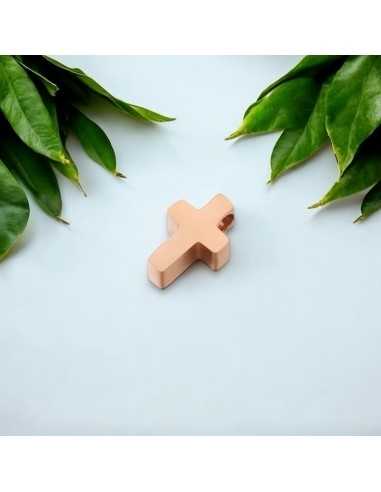 Ciondolo croce in acciaio inossidabile oro rosa 5x8x3 mm 1pz Gioie d'Oriente