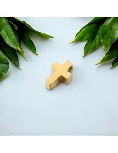 Ciondolo croce in acciaio inossidabile oro 5x8x3 mm 1pz Gioie d'Oriente