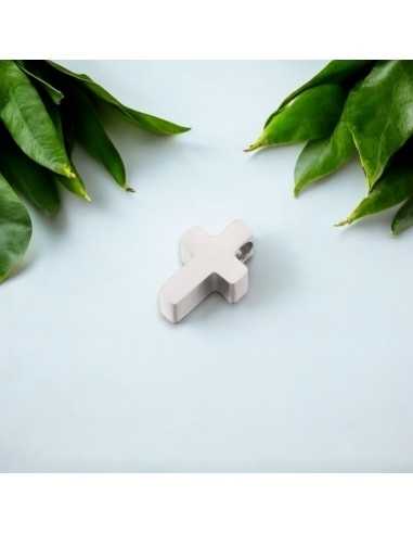 Ciondolo croce in acciaio inossidabile rodio 5x8x3 mm 1pz Gioie d'Oriente