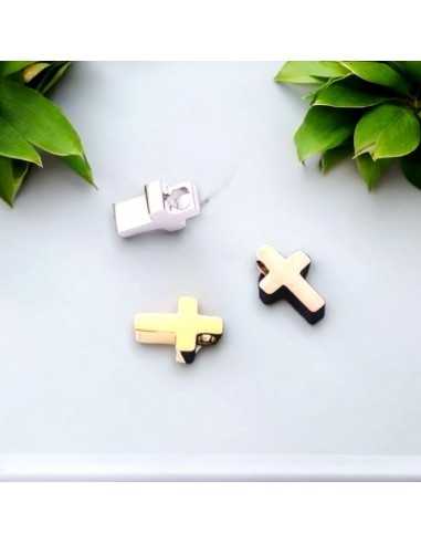 Ciondolo croce in acciaio inossidabile 5x8x3 mm 1pz colori vari Gioie d'Oriente