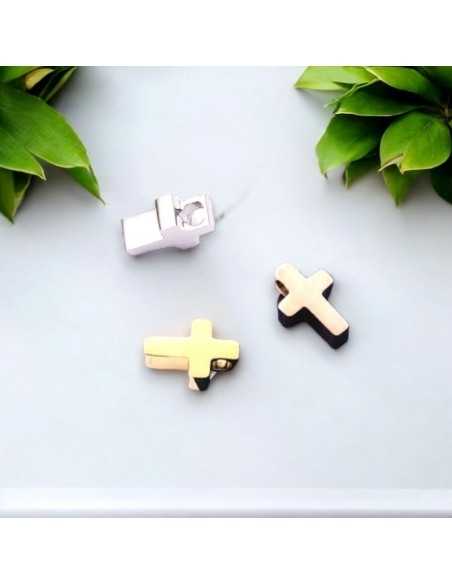 Ciondolo croce in acciaio inossidabile 5x8x3 mm 1pz colori vari Gioie d'Oriente