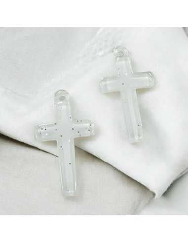 Pendente Croce in Resina con Brillante 20x32mm - 2 pezzi |GDO