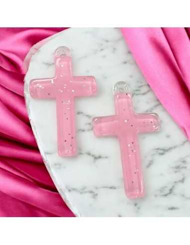 Pendente Croce in Resina con Brillante 20x32mm - 2 pezzi |GDO