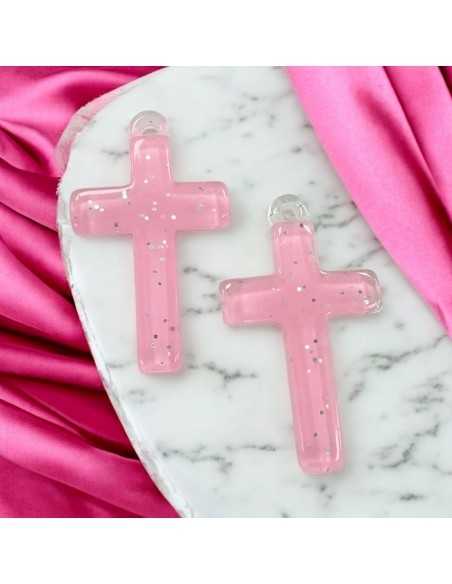 Pendente Croce in Resina con Brillante 20x32mm - 2 pezzi |GDO