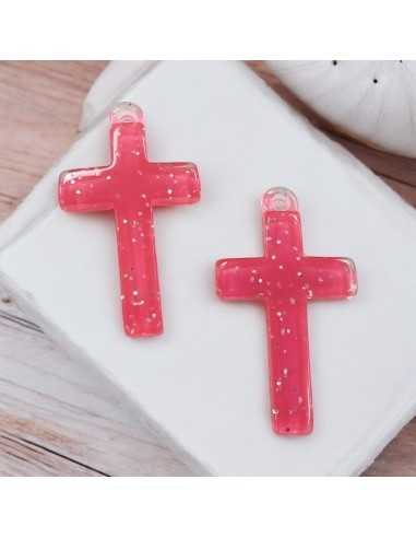 Pendente Croce in Resina con Brillante 20x32mm - 2 pezzi |GDO