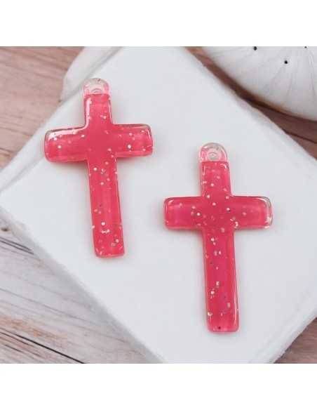 Pendente Croce in Resina con Brillante 20x32mm - 2 pezzi |GDO