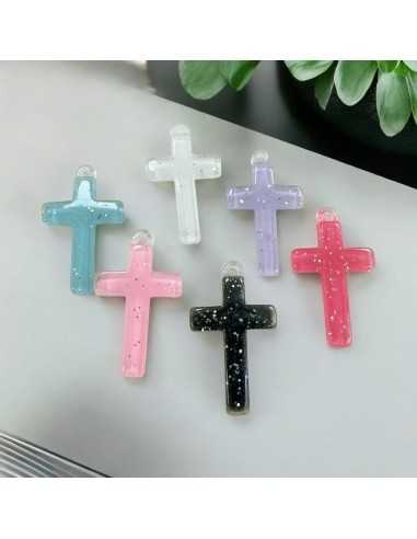 Pendente Croce in Resina con Brillante 20x32mm - 2 pezzi |GDO