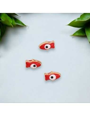 Ciondolo Charms pesce smaltato con occhio greco 10.1x6.4mm ottone