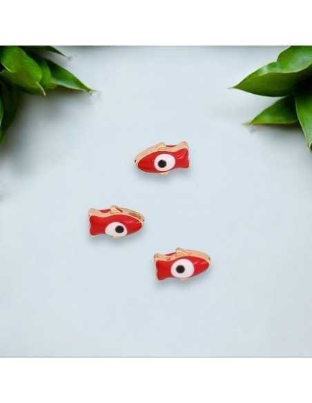 Ciondolo Charms pesce smaltato con occhio greco 10.1x6.4mm ottone