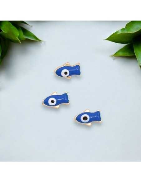 Ciondolo Charms pesce smaltato con occhio greco 10.1x6.4mm ottone