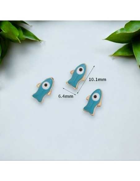 Ciondolo Charms pesce smaltato con occhio greco 10.1x6.4mm ottone