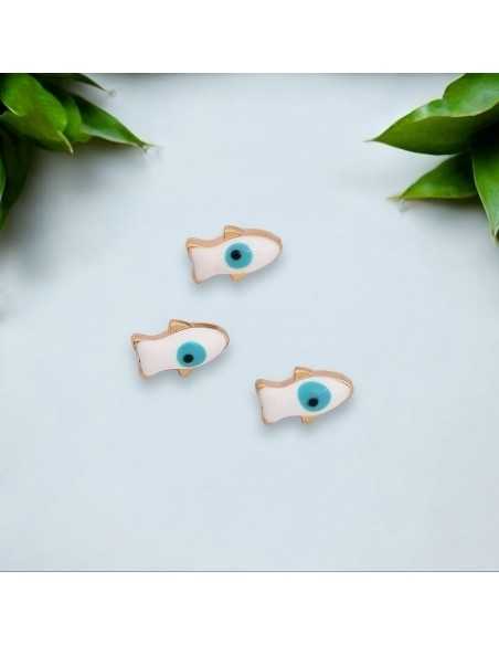 Ciondolo Charms pesce smaltato con occhio greco 10.1x6.4mm ottone