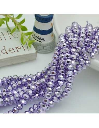 Filo di Mezzi Cristalli a Rondelle sfaccettate colore Viola chiaro Metallizzato 3x4mm 110pz | GDO