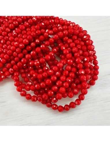 Filo di corallo bambù sfaccettato rosso rotondo 4mm 98pz |GDO