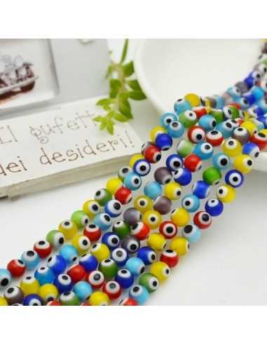Filo di Perle con Occhio in Vetro di Murano multicolore 6mm 40cm | GDO