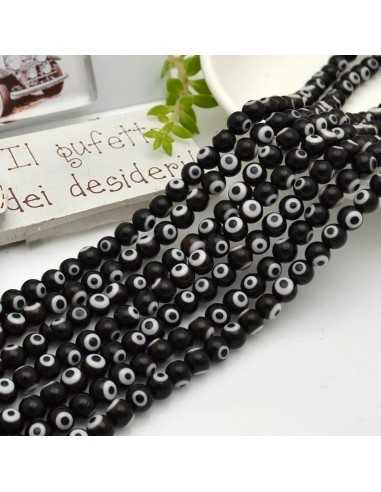 Filo di Perle con Occhio in Vetro di Murano nero 6mm 40cm | GDO