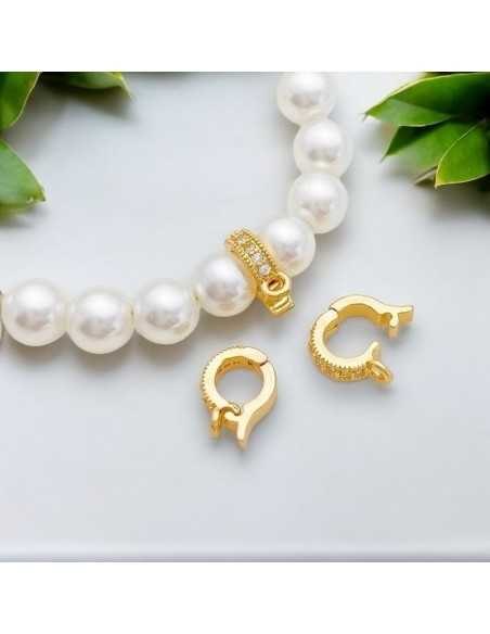 Gancio per pendente in ottone con strass 7x9mm 1pz - due colori
