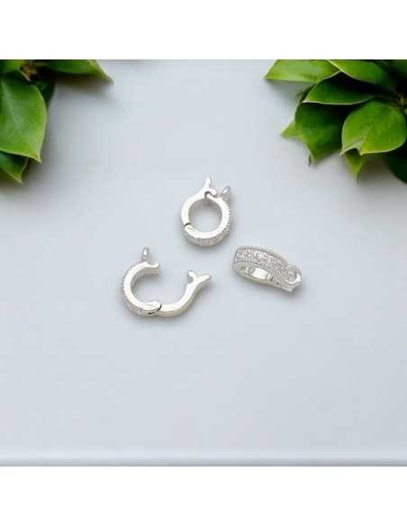Gancio per pendente in ottone con strass 7x9mm 1pz - due colori