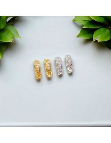Gancio per pendente in ottone con strass 7x9mm 1pz - due colori