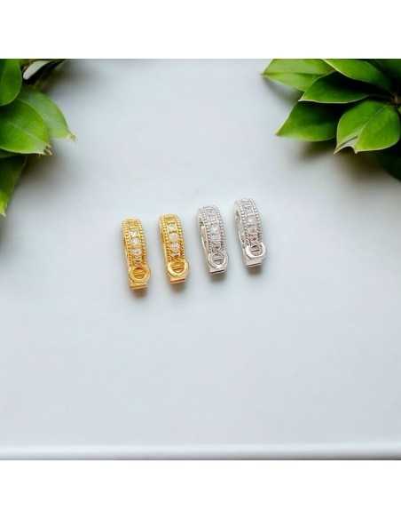 Gancio per pendente in ottone con strass 7x9mm 1pz - due colori
