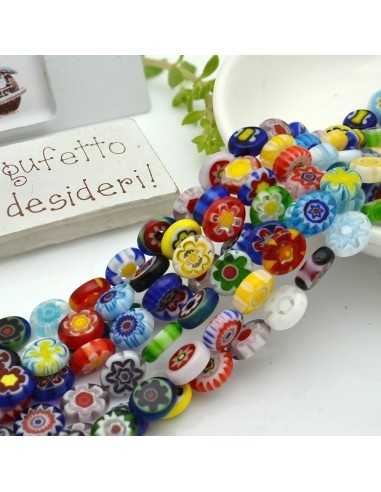 Filo di Perle Millefiori Ovali in Vetro di Murano multicolore 8x10mm 40cm | GDO
