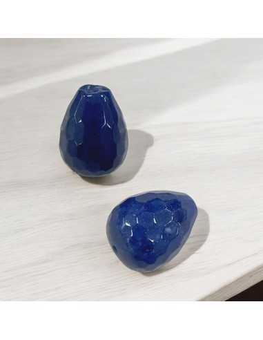 Goccia sfaccettata giada tormalina blu 15x20 mm con foro passante 1pz |GDO