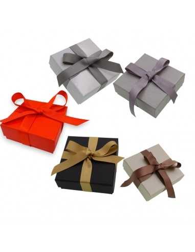 Scatola Confezione Regalo Parure 9x9x3.5 cm con nastro 8 mt 12pz