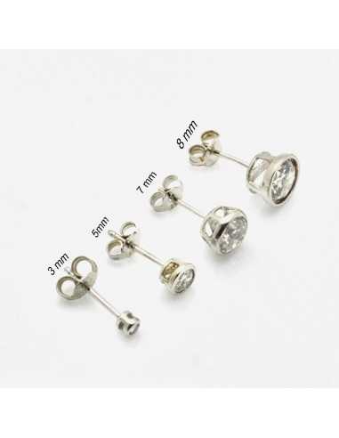 Orecchini Punto Luce Tondi con bordo in Argento 925 con Zircone trasparente