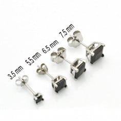 orecchini punto luce argento 925 quadrato orecchini donna zirconi nero 2