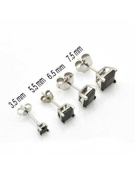 orecchini punto luce argento 925 quadrato orecchini donna zirconi nero