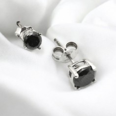 Orecchini Punto Luce Tondi in Argento 925 con Zircone Bianco