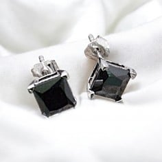 orecchini punto luce argento 925 quadrato orecchini donna zirconi nero