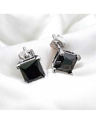 orecchini punto luce argento 925 quadrato orecchini donna zirconi nero