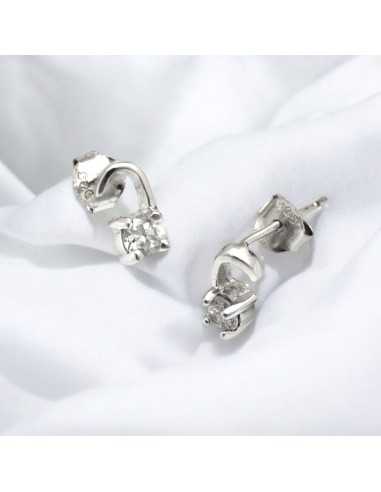 Orecchini a lobo lucchetto con zircone 8x4mm in argento925%