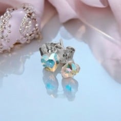 Orecchini a perno cuore in argento 925 con zircone AB 5mm | GDO