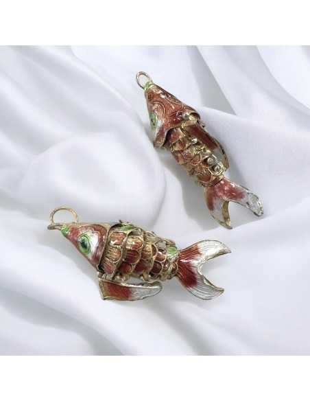 Ciondolo pesce Koi smalto cloisonné 20x45mm multicolore | GDO