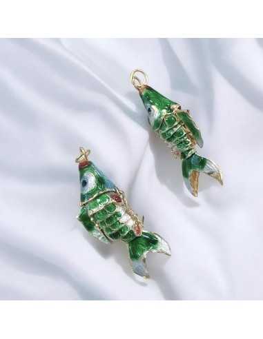 Ciondolo pesce Koi smalto cloisonné 20x45mm multicolore | GDO