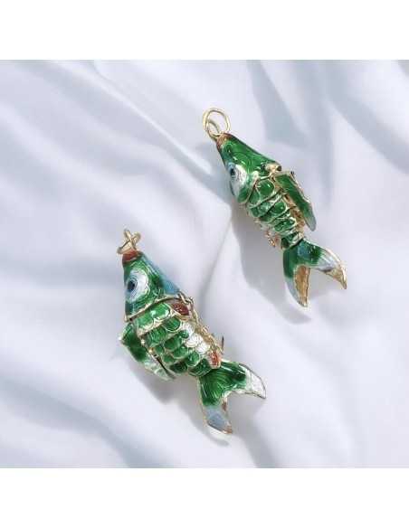Ciondolo pesce Koi smalto cloisonné 20x45mm multicolore | GDO