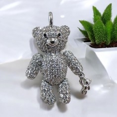 Ciondolo orsetto baby in ottone con strass 30x19mm 1pz Gioie d'Oriente 2