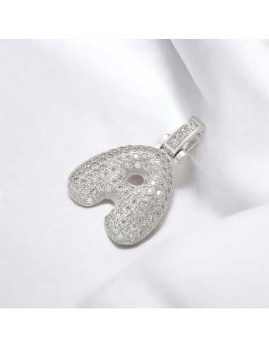 Pendente lettera A in ottone argento con zirconi 30mm 1pz Gioie d'Oriente