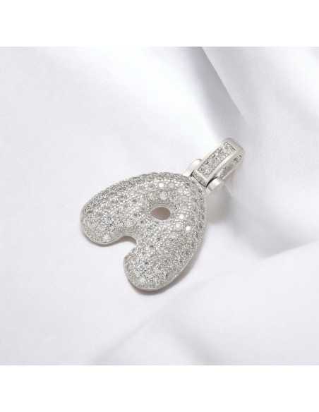 Pendente lettera A in ottone argento con zirconi 30mm 1pz Gioie d'Oriente