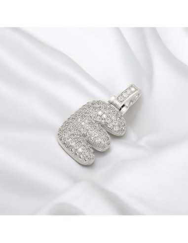 Pendente lettera E in ottone argento con zirconi 30mm 1pz Gioie d'Oriente