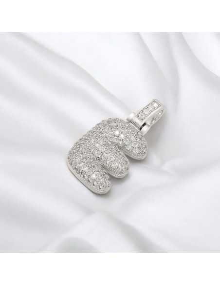 Pendente lettera E in ottone argento con zirconi 30mm 1pz Gioie d'Oriente