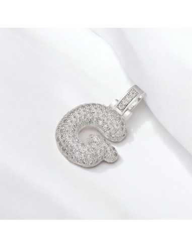 Pendente lettera G in ottone argento con zirconi 30mm 1pz Gioie d'Oriente
