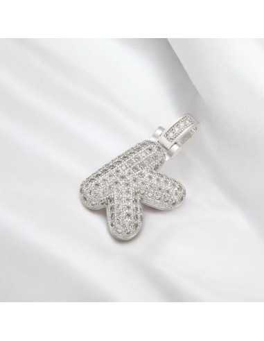 Pendente lettera K in ottone argento con zirconi 30mm 1pz Gioie d'Oriente
