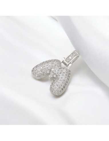 Pendente lettera M in ottone argento con zirconi 30mm 1pz Gioie d'Oriente